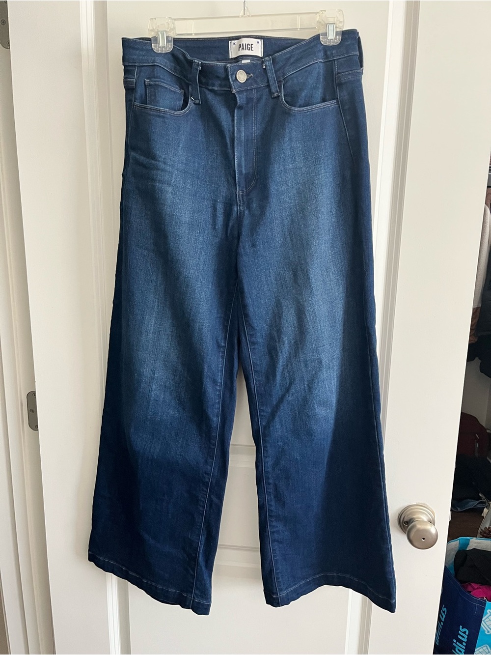 PAIGE Wide-Leg Jeans in Dark Blue